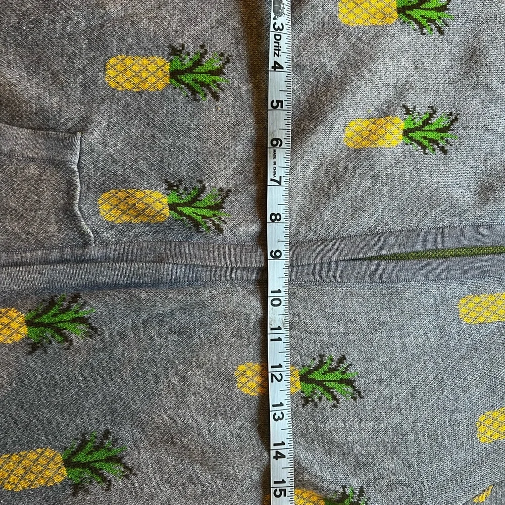 Belladini Pineapple Cardigan Hooded Sweater Gray Yellow Coastal